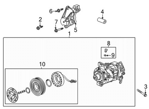 2022 Cadillac CT4 A/C Condenser, Compressor & Lines Clutch & Pulley Diagram for 84671155