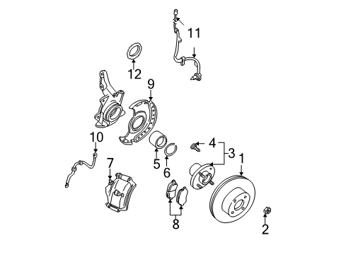2003 Nissan Altima Anti-Lock Brakes Sensor Assembly-Anti SKID, Front RH Diagram for 47910-8J000