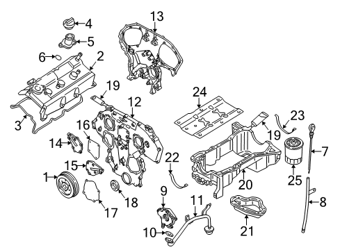 2000 Nissan Pathfinder Filters Cover-Belt, Back Diagram for 13570-31U00