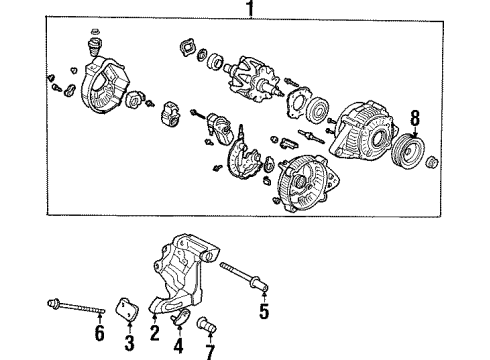 1998 Honda Prelude Alternator Bracket, Alternator Diagram for 31112-P13-000