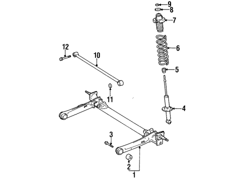 1996 Toyota Tercel Rear Axle, Suspension Components Axle Beam Seat Diagram for 48726-16010