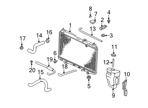 1999 Honda CR-V Radiator & Components Radiator (Toyo) Diagram for 19010-P3F-902