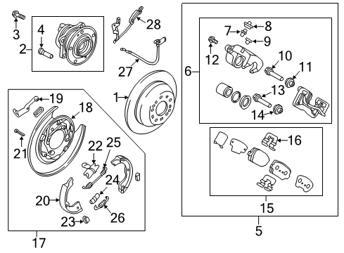 2016 Hyundai Santa Fe Sport Anti-Lock Brakes Rear Brake Back Plate Assembly, Right Diagram for 582522W000