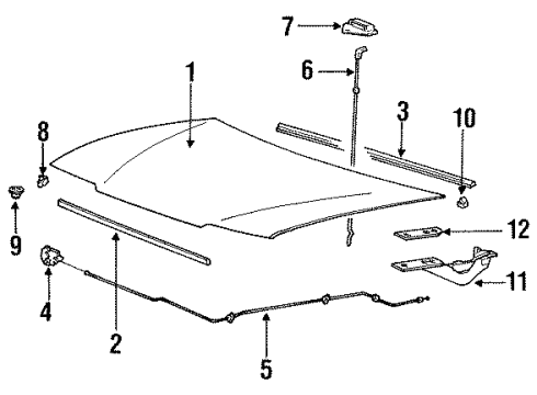 1991 Mitsubishi Precis Hood & Components Strip Assembly-Hood Seal Diagram for 86435-24000