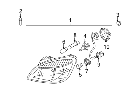 2008 Kia Rio Bulbs Driver Side Headlight Assembly Diagram for 921011G010