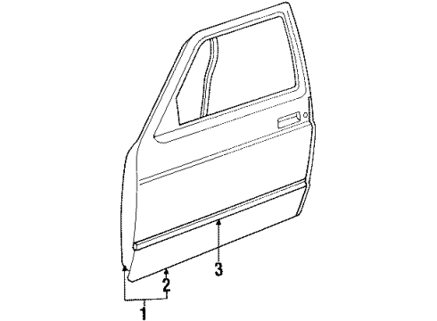 1993 GMC Typhoon Door & Components Molding Asm-Front Side Door LH *Gray W/Gold Diagram for 15700277