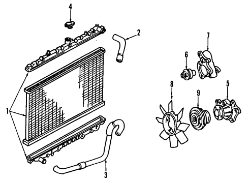 1995 Nissan 300ZX Cooling System, Radiator, Water Pump, Cooling Fan Coupling Assy-Fan Diagram for 21082-40P10