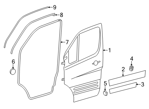 2009 Dodge Sprinter 2500 Front Door Seal-Door Diagram for 68009959AA