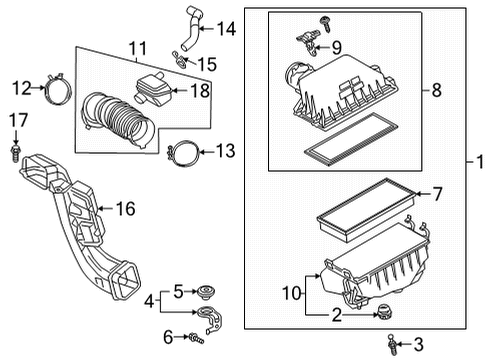 2022 Toyota Venza Air Intake Filter Case Diagram for 17701-25081