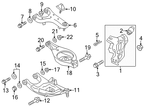 2020 Infiniti QX80 Rear Suspension Components, Lower Control Arm, Upper Control Arm, Ride Control, Stabilizer Bar Bolt Diagram for 40178-7S06D