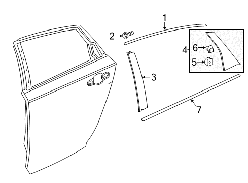 2021 Honda Accord Exterior Trim - Rear Door MLDG, RR- L DR SASH Diagram for 72965-TVA-A21