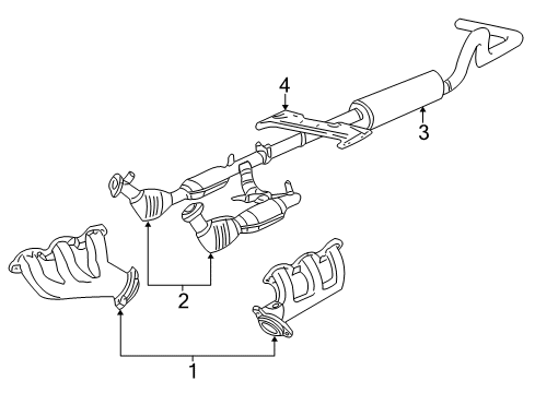 2003 Ford E-150 Club Wagon Exhaust Components, Exhaust Manifold Muffler Bracket Diagram for 3C2Z-5A242-CA