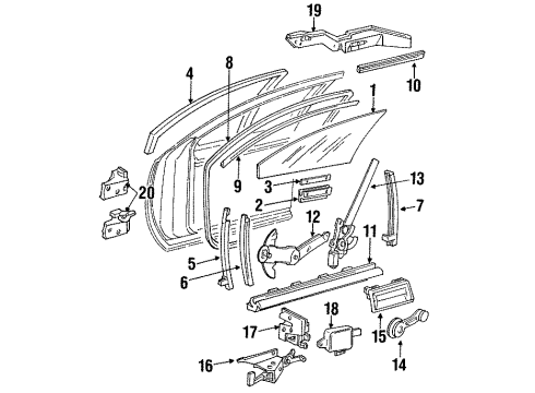 1992 Oldsmobile Custom Cruiser Front Door Handle Asm-Front Side Door Window Regulator *Sapphire Diagram for 16608701