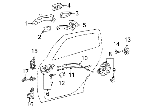 2010 Pontiac Vibe Rear Door Bolt, Front Side Door Lock Striker Diagram for 19204410