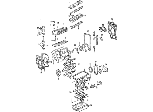 1998 Pontiac Sunfire Engine Parts, Mounts, Cylinder Head & Valves, Camshaft & Timing, Oil Pan, Oil Pump, Balance Shafts, Crankshaft & Bearings, Pistons, Rings & Bearings Sprocket, Crankshaft Diagram for 24575544