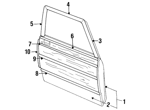 1990 Mercury Colony Park Front Door & Components, Exterior Trim Edge Guard Diagram for D9AZ7420910ASP