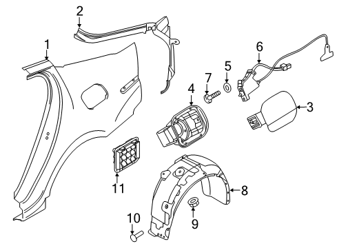 2021 Kia Stinger Fuel Door Guard-Rear Wheel, RH Diagram for 86822J5000