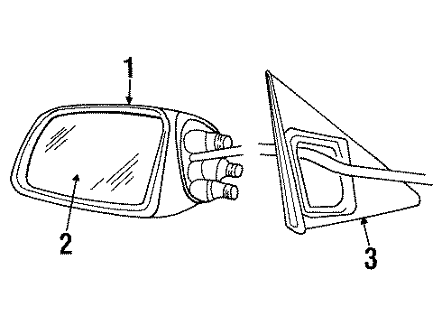 1994 Buick Regal Outside Mirrors Mirror Asm, Outside Rear View Diagram for 88896761
