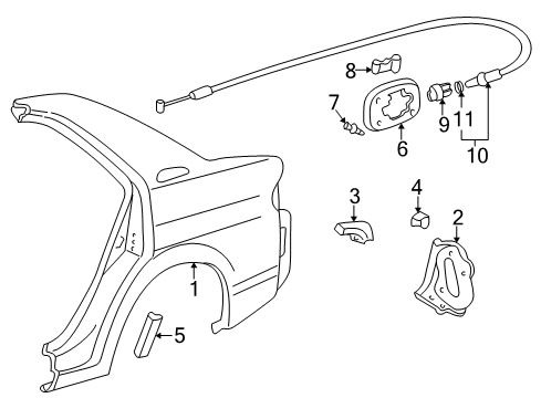 2001 Toyota Prius Quarter Panel & Components Protector Diagram for 58742-47010