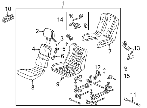 1991 Acura NSX Front Seat Components Main Cushion, Right Front Seat (Real Black) (Leather) Diagram for 81135-SL0-A01ZA