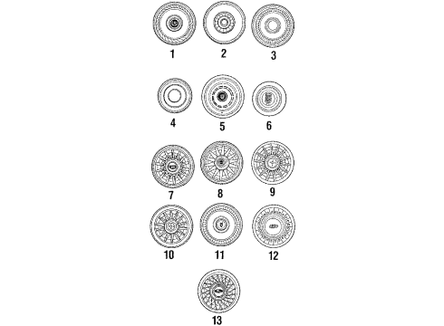 1984 Ford LTD Wheel Covers & Trim Ornament Diagram for E3AZ1130D