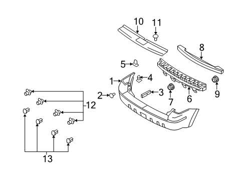 2010 Ford Escape Parking Aid Bumper Cover Diagram for 8L8Z-17K835-APTM