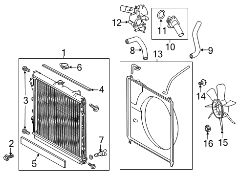 2014 Toyota Tundra Radiator & Components, Cooling Fan Fan Blade Diagram for 16361-0P381