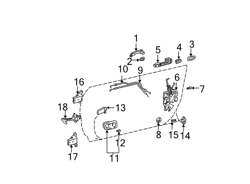 2004 Toyota Camry Rear Door Cable Diagram for 69770-33010