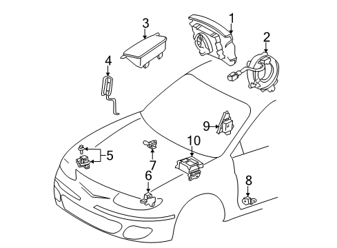 1999 Toyota Solara Air Bag Components Button Assy, Horn Diagram for 45130-06050-B1