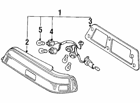 1992 Acura Integra Combination Lamps Taillight Assembly, Passenger Side Diagram for 33500-SK7-A02