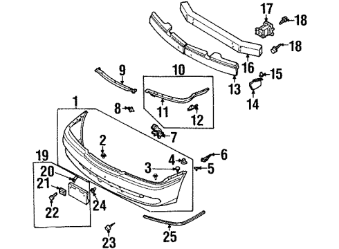 1997 Infiniti Q45 Front Bumper Grommet-Screw Diagram for 01281-00213