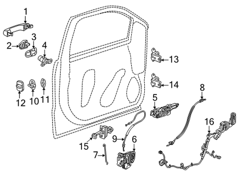 2022 Chevrolet Tahoe Front Door Lock Rod Diagram for 23506061