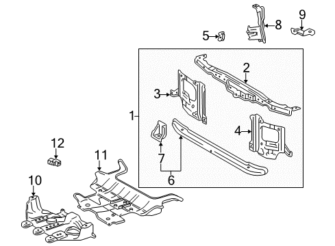 2003 Lexus LX470 Automatic Temperature Controls Support Sub-Assy, Radiator Diagram for 53201-60180