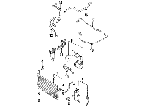 1988 Nissan Stanza A/C Condenser, Compressor & Lines Compressor Cooler Diagram for 92600-D4026