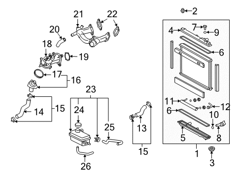 2009 Lexus LS600h Radiator & Components Hose, Radiator, NO.1 Diagram for 16571-38060