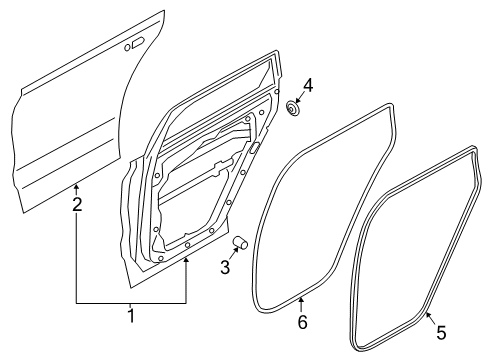 2019 Hyundai Santa Fe Rear Door W/STRIP Assembly-RR Dr Side RH Diagram for 83140-S1000