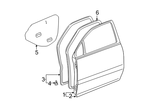 2000 Lexus RX300 Front Door Weatherstrip, Front Door Opening Trim, LH Diagram for 62312-48010-C0