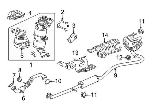 2022 Honda Civic Exhaust Components MUFFLER, EX Diagram for 18307-T21-A12