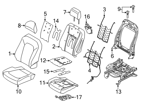 2017 Ford F-150 Front Seat Components Seat Cushion Pad Diagram for FL3Z-99632A23-C