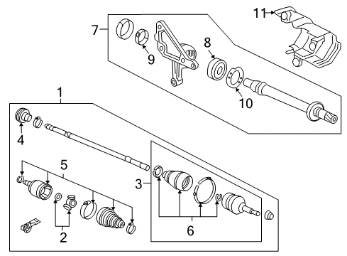 2006 Honda Accord Drive Axles - Front Driveshaft Assembly, Driver Side Diagram for 44306-SDP-A00