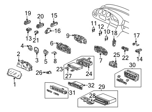 2002 Acura TL Sunroof Speedometer Assembly Diagram for 78120-S0K-A11