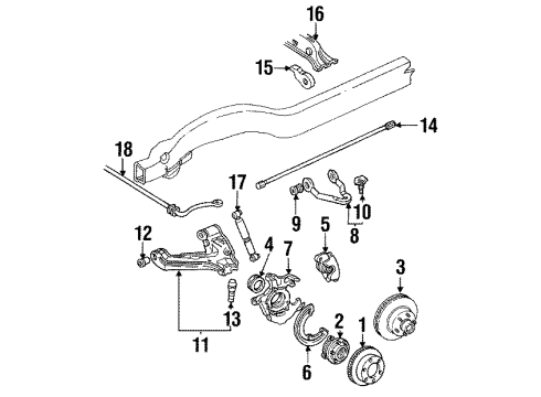 1995 GMC K1500 Suburban Front Suspension Components, Lower Control Arm, Upper Control Arm, Stabilizer Bar Steering Knuckle Diagram for 15992491