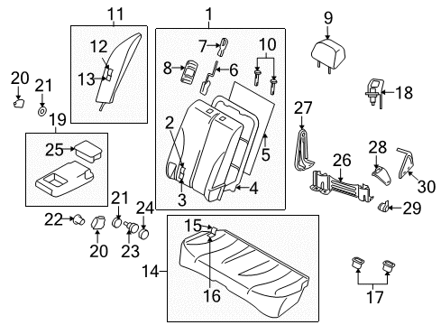 2007 Nissan Versa Rear Seat Pad & Frame Assembly-Rear Seat Back, Side R Diagram for 88615-EL00A