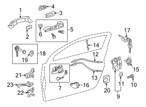 2014 Scion iQ Keyless Entry Components Lower Hinge Diagram for 68730-74011