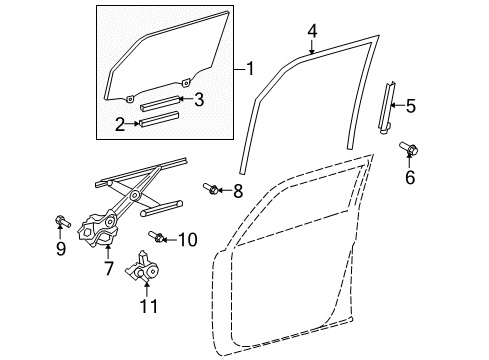 2015 Scion xB Rear Door Guide Channel Diagram for 67403-12280