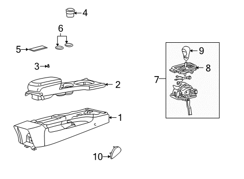 2002 Ford Thunderbird Gear Shift Control - AT Console Diagram for YW4Z-54045A36-BAE