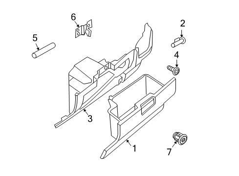 2008 Nissan Armada Glove Box Box Glove Diagram for 68500-9GA0A