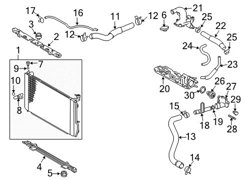 2007 Lexus RX400h Radiator & Components Outlet, Water Diagram for 16331-20080