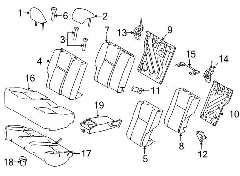 2018 Toyota Corolla Rear Seat Components Seat Cushion Pad Diagram for 71503-02451