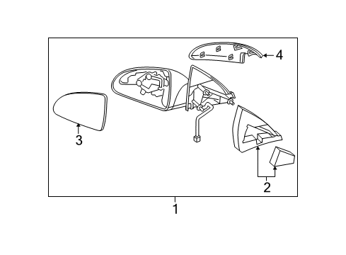 2005 Chevrolet Malibu Outside Mirrors Mirror Assembly Diagram for 15921263